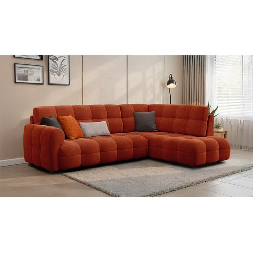 Canapé D'angle Droit 5 Places Mellow, Tissu Orange