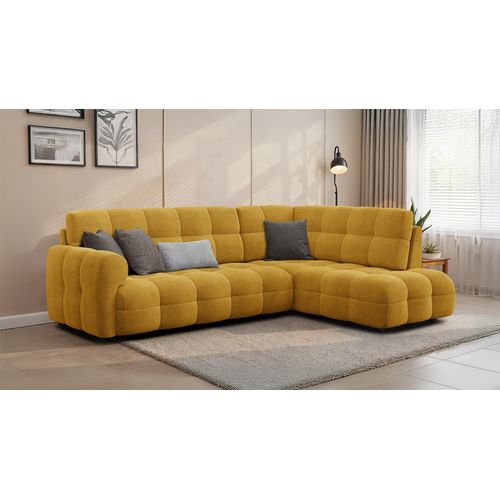 Canapé D'angle Droit 5 Places Mellow, Tissu Jaune