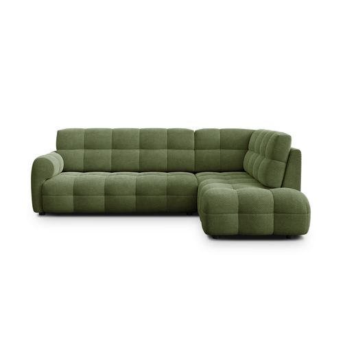 Canapé D'angle Droit 5 Places Mellow, Tissu Vert