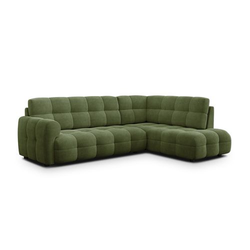 Canapé D'angle Droit 5 Places Mellow, Tissu Vert