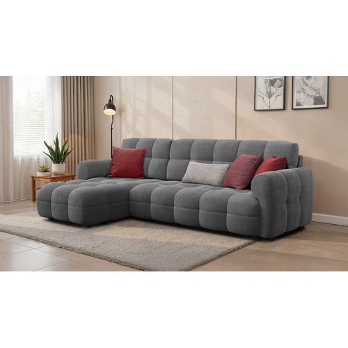 Canapé D'angle Gauche 4 Places Mellow, Tissu Gris