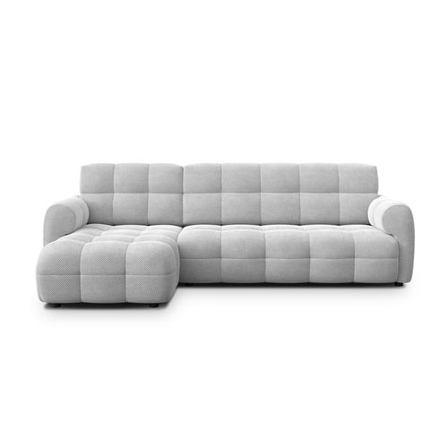 Canapé D'angle Gauche 4 Places Mellow, Tissu Gris Clair