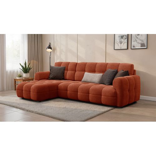 Canapé D'angle Gauche 4 Places Mellow, Tissu Orange
