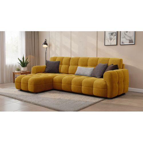 Canapé D'angle Gauche 4 Places Mellow, Tissu Jaune