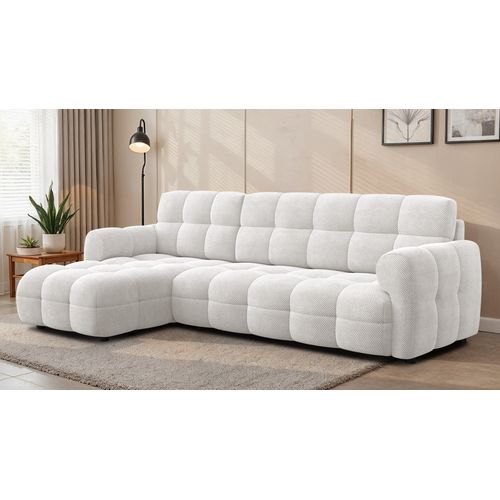 Canapé D'angle Gauche 4 Places Mellow, Tissu Crème