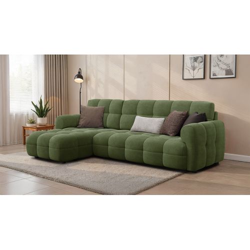 Canapé D'angle Gauche 4 Places Mellow, Tissu Vert