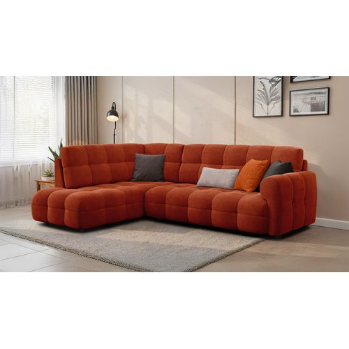 Canapé D'angle Gauche 5 Places Mellow, Tissu Orange