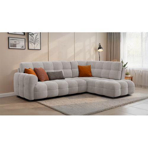 Canapé D'angle Gauche 5 Places Mellow, Tissu Beige