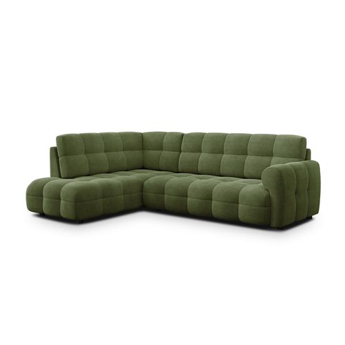 Canapé D'angle Gauche 5 Places Mellow, Tissu Vert