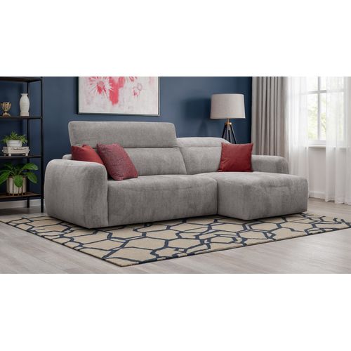 Canapé D'angle 4 Places Nero, Tissu Gris