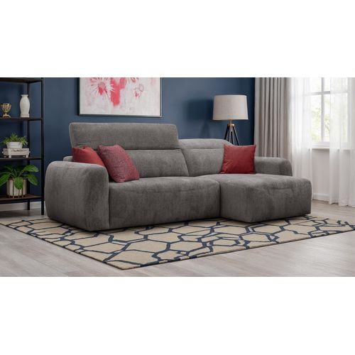 Canapé D'angle 4 Places Nero, Tissu Gris Foncé