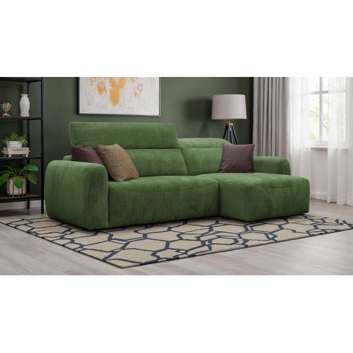 Canapé D'angle 4 Places Nero, Tissu Vert