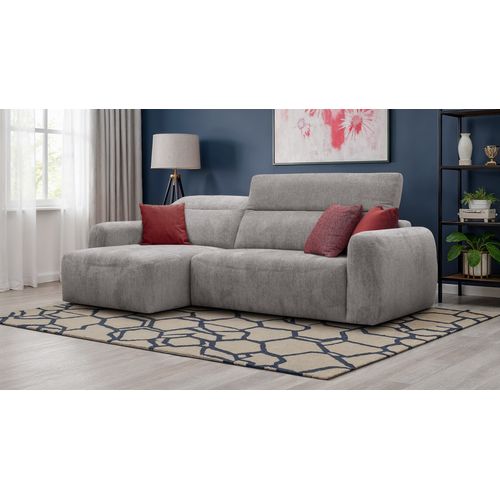 Canapé D'angle 4 Places Nero, Tissu Gris