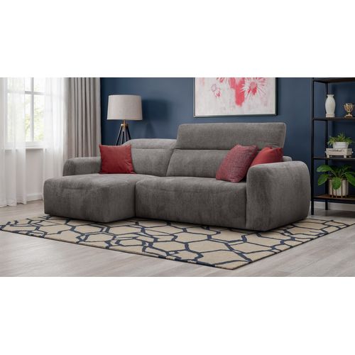 Canapé D'angle 4 Places Nero, Tissu Gris Foncé