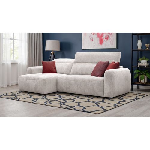 Canapé D'angle 4 Places Nero, Tissu Ecru