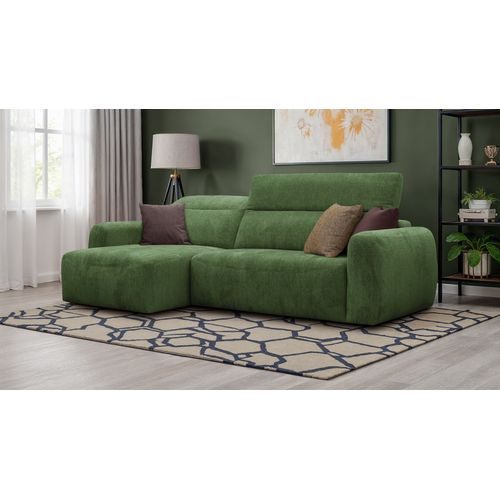 Canapé D'angle 4 Places Nero, Tissu Vert