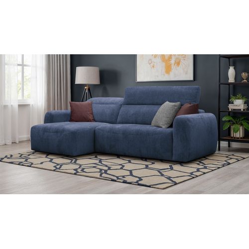 Canapé D'angle 4 Places Nero, Tissu Bleu Marine