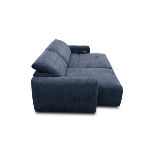 Canapé D'angle 4 Places Nero, Tissu Bleu Marine