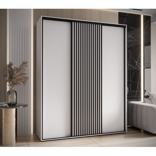 Armoire Sapporo 1 à Portes Coulissantes 205,2/190/45 3 Portes (blanc/blanc)