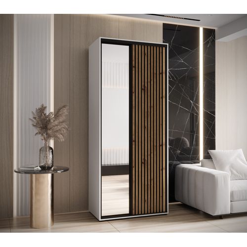 Armoire Sapporo 2 à Portes Coulissantes 205,2/110/45 2 Portes (blanc/artisan)