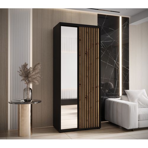 Armoire Sapporo 2 à Portes Coulissantes 205,2/120/60 2 Portes (noir/artisan)