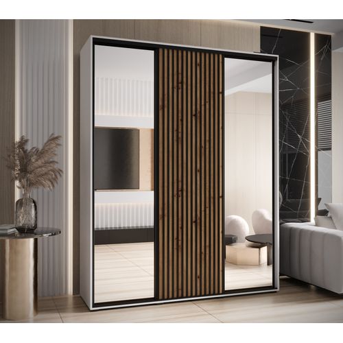 Armoire Sapporo 2 à Portes Coulissantes 205,2/200/45 3 Portes (blanc/artisan)