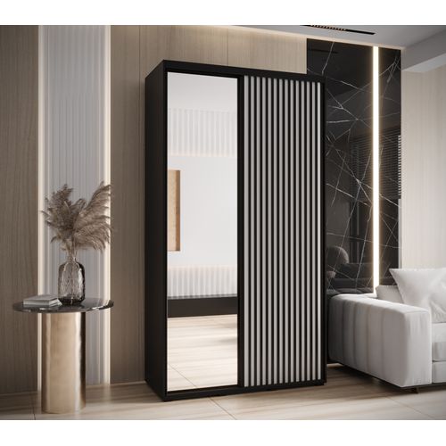 Armoire Sapporo 2 à Portes Coulissantes 205,2/130/45 2 Portes (noir/blanc)