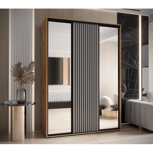 Armoire Sapporo 2 à Portes Coulissantes 205,2/170/45 3 Portes (artisan/blanc)