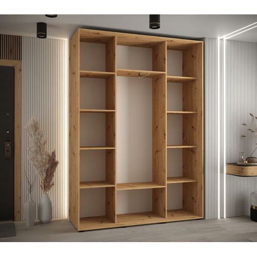Armoire Sapporo 2 à Portes Coulissantes 205,2/180/45 3 Portes (artisan/blanc)