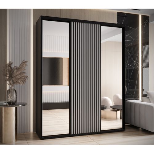 Armoire Sapporo 2 à Portes Coulissantes 205,2/200/45 3 Portes (noir/blanc)