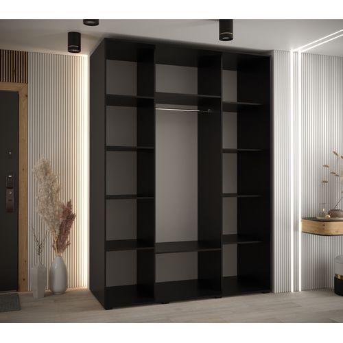 Armoire Sapporo 2 à Portes Coulissantes 205,2/180/60 3 Portes (noir/noir)