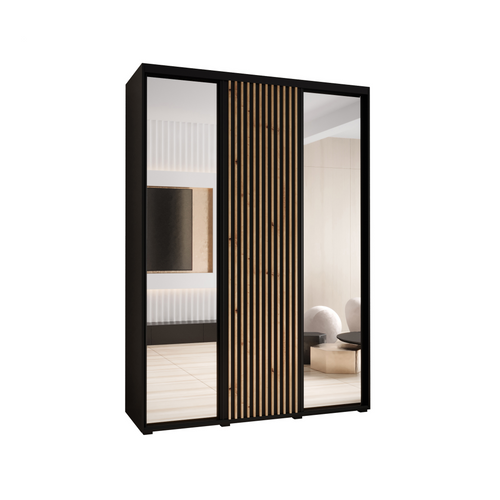 Armoire Sapporo 2 à Portes Coulissantes 205,2/180/60 3 Portes (noir/noir)