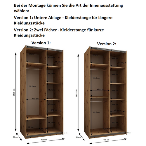 Armoire Lux 2 à Portes Coulissantes 245,5 100 64 2 Portes