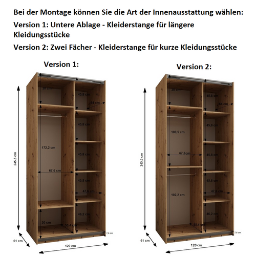 Armoire Lux 2 à Portes Coulissantes 245,5 120 64 2 Portes