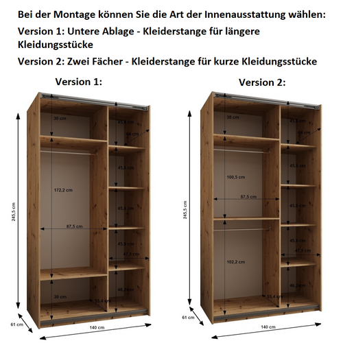 Armoire Lux 4 à Portes Coulissantes 245,5 140 64 2 Portes