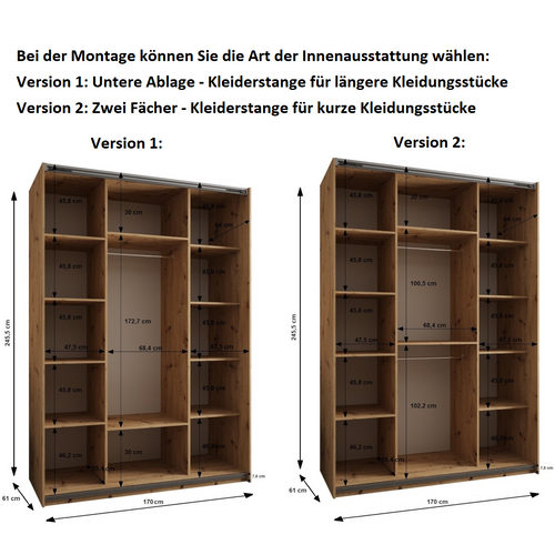 Armoire Lux 2 à Portes Coulissantes 245,5 170 64 2 Portes