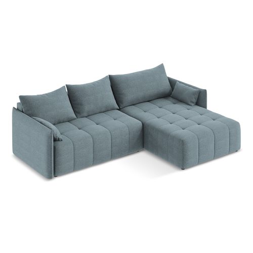 Canapé D'angle Droit Convertible Moku En Tissu Bouclette Jeans