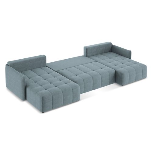 Canapé Panoramique 5 Places Moku En Tissu Bouclette Jeans