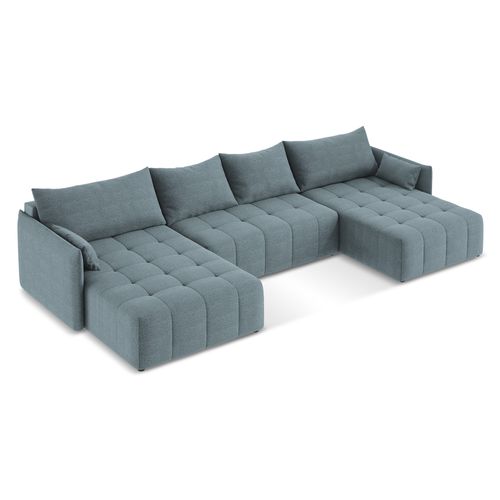 Canapé Panoramique 5 Places Moku En Tissu Bouclette Jeans