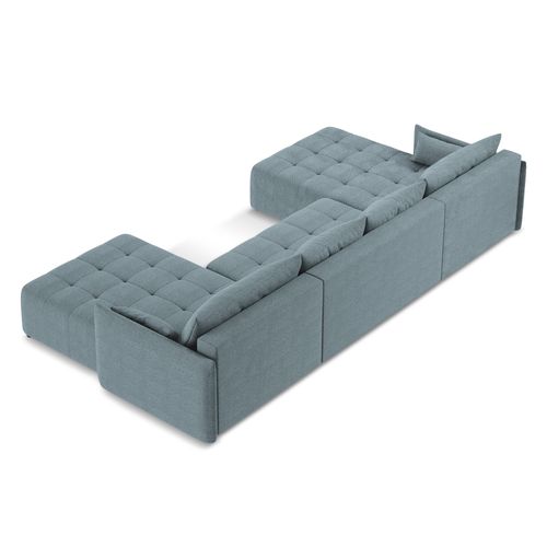 Canapé Panoramique 5 Places Moku En Tissu Bouclette Jeans