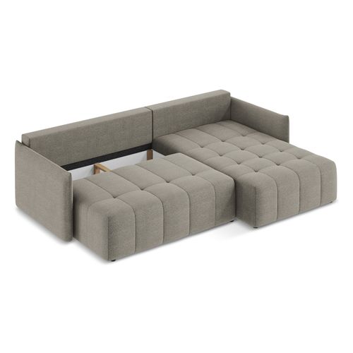 Canapé D'angle Droit Convertible Moku En Tissu Bouclette Gris