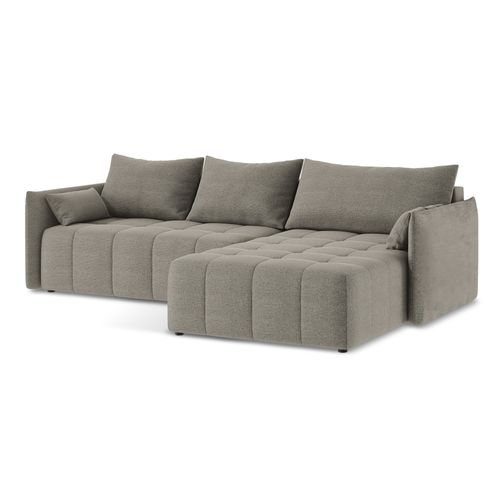 Canapé D'angle Droit Convertible Moku En Tissu Bouclette Gris