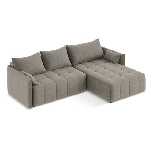 Canapé D'angle Droit Convertible Moku En Tissu Bouclette Gris