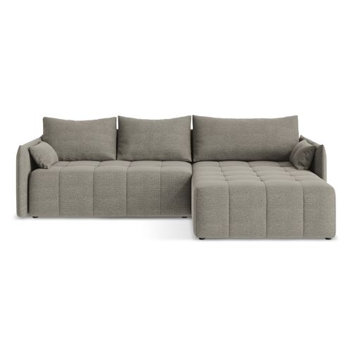 Canapé D'angle Droit Convertible Moku En Tissu Bouclette Gris
