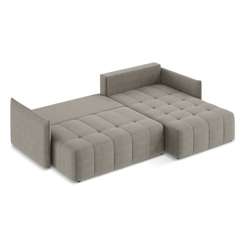 Canapé D'angle Droit Convertible Moku En Tissu Bouclette Gris