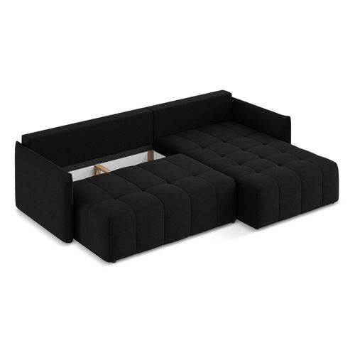 Canapé D'angle Droit Convertible Moku En Tissu Bouclette Noir