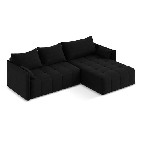 Canapé D'angle Droit Convertible Moku En Tissu Bouclette Noir