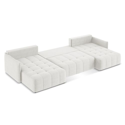 Canapé Panoramique 5 Places Moku En Tissu Bouclette Blanc
