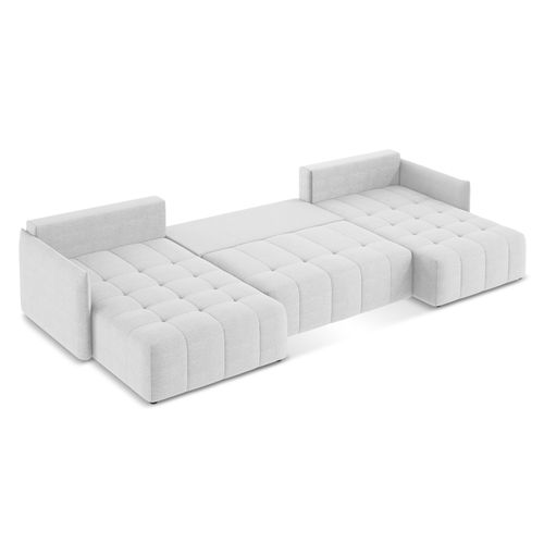 Canapé Panoramique 5 Places Moku En Tissu Bouclette Argent