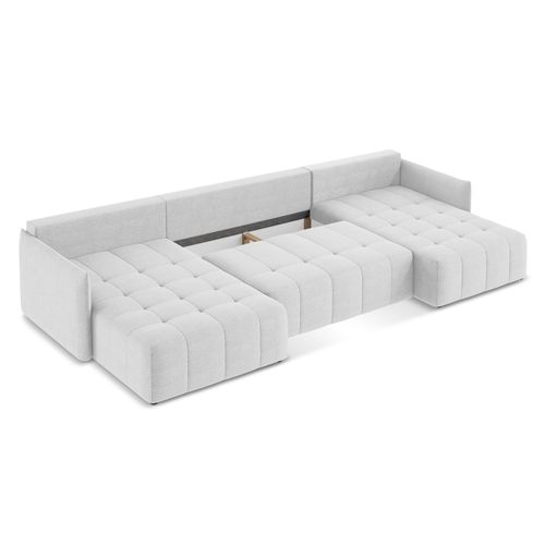 Canapé Panoramique 5 Places Moku En Tissu Bouclette Argent